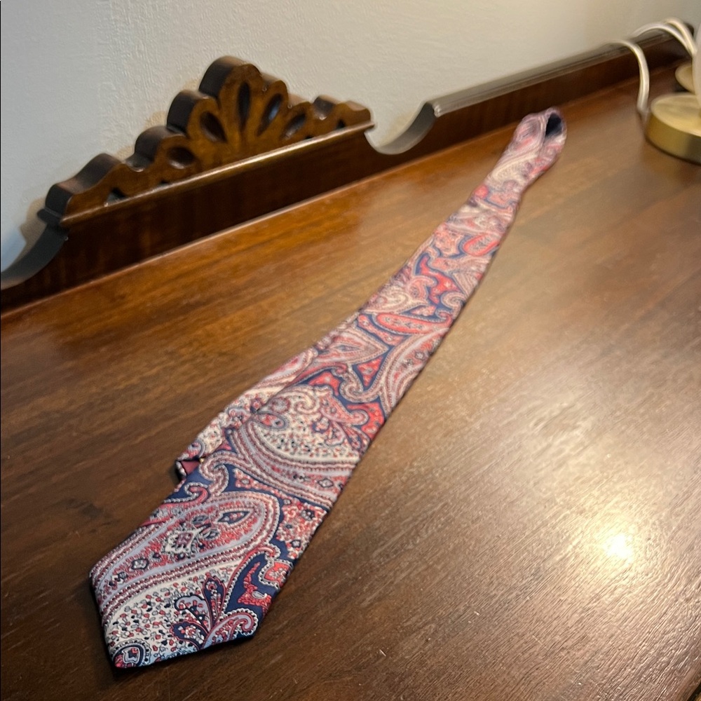 Elegant Paisley Tie in Red and Blue